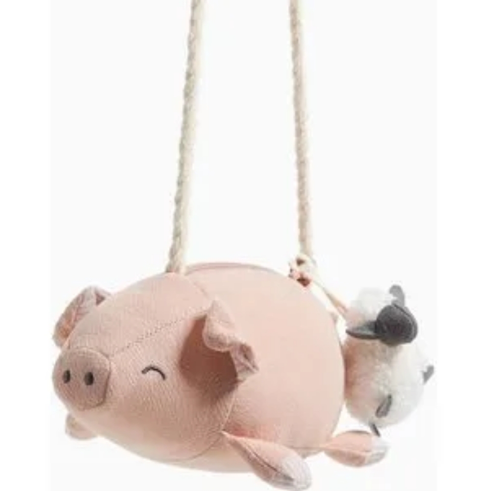Zara baby pink pig bag with lamb zipper